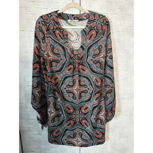 Aryeh women tunic top jersey knit angel sleeve bohemian hippie electric grandma